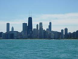 Chicago downtown from a sailboat on Lake Michigan
